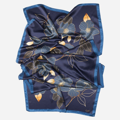 Laura - Silk Scarf Shawl - Navy