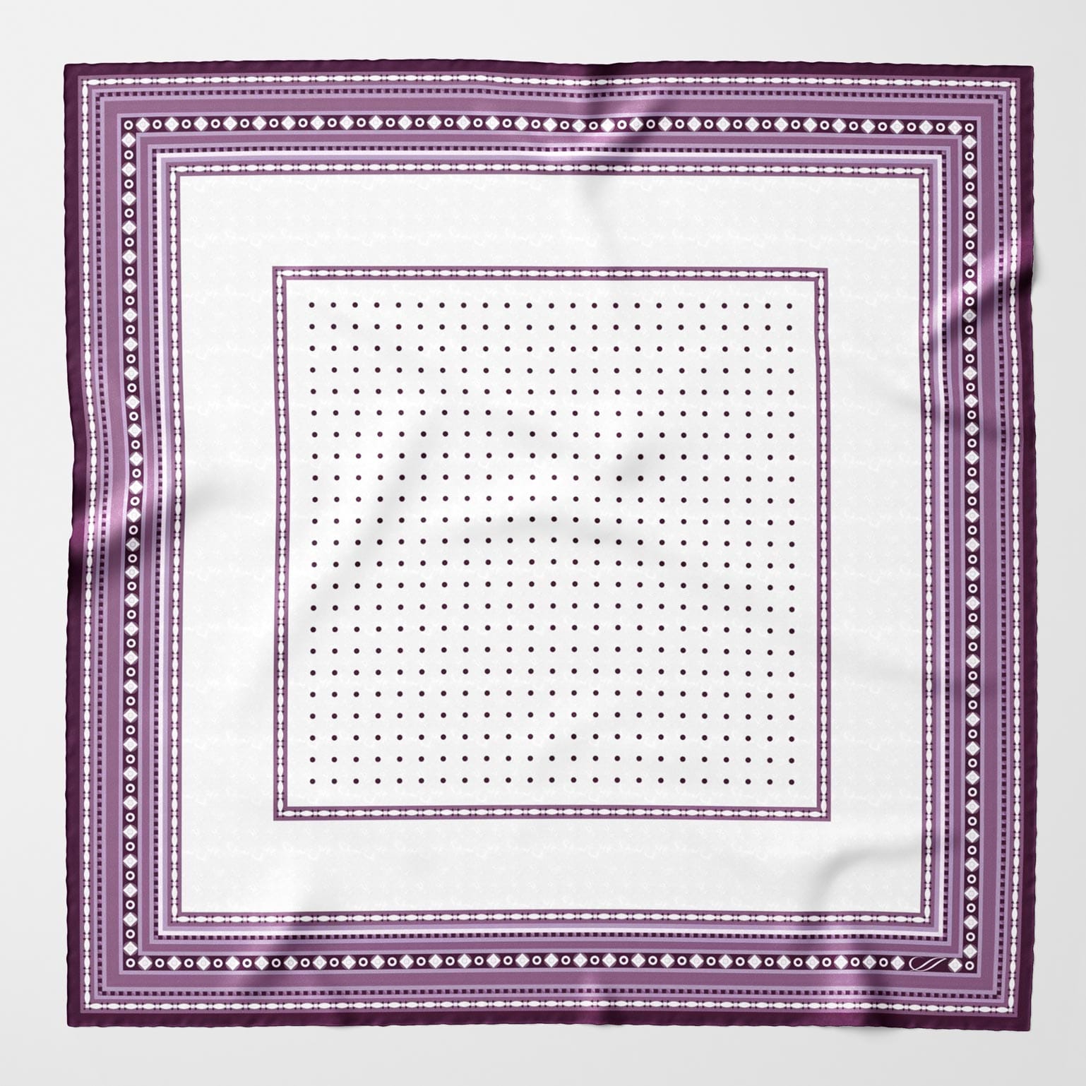 Verona - Silk Neckerchief - White & Lilac - My Men's Shop