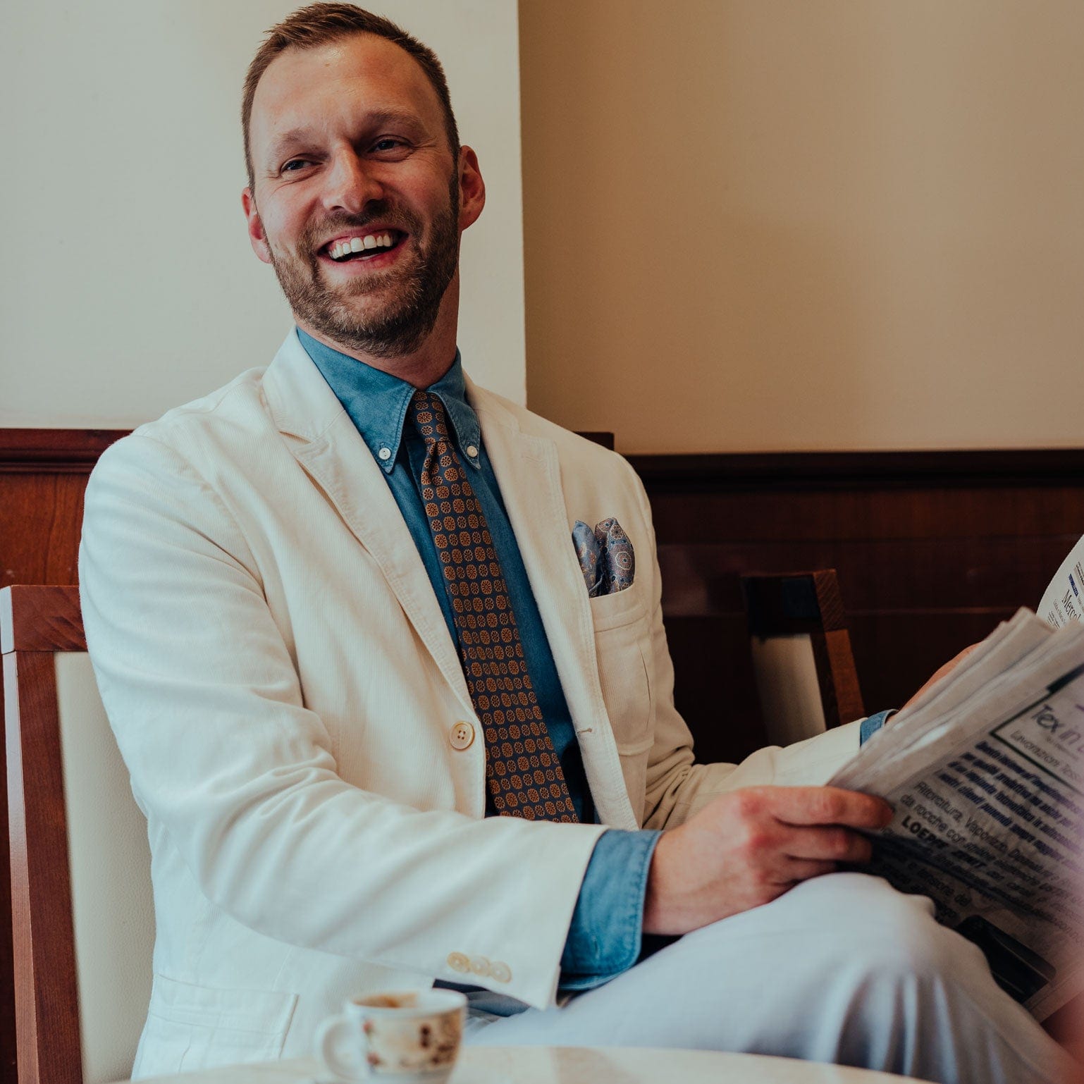 Claudius - Printed Madder Silk Tie - Venetian Blue - My Men's Shop