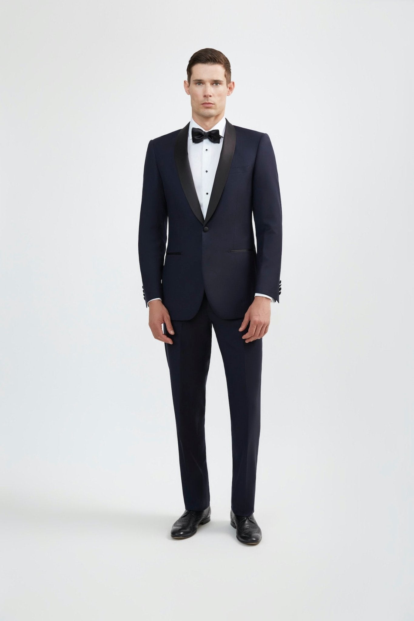 Luxurious Italian 100% Super Fine Wool Navy Tuxedo Shawl Lapel Tuxedo - My Men's Shop