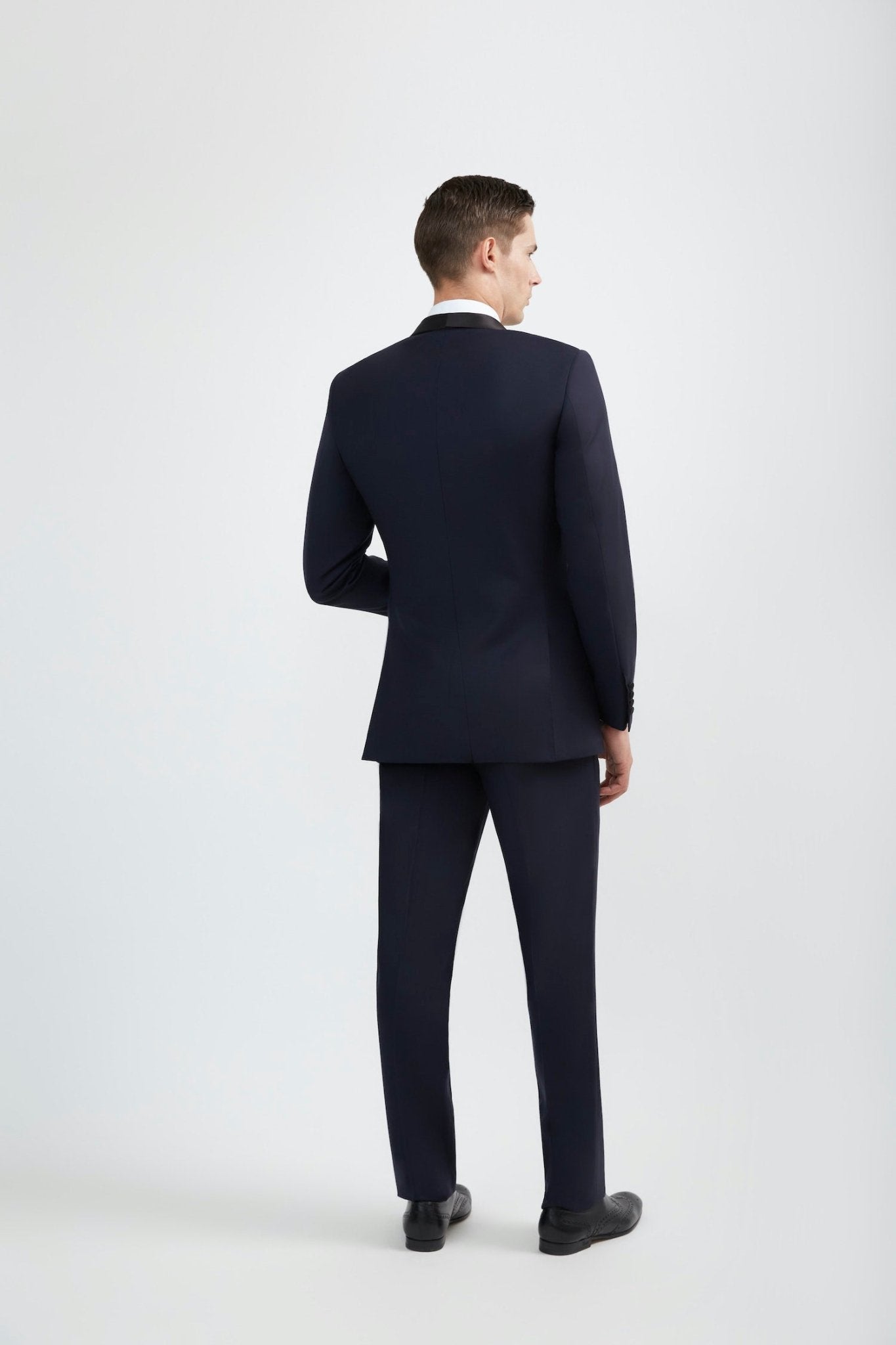 Luxurious Italian 100% Super Fine Wool Navy Tuxedo Shawl Lapel Tuxedo - My Men's Shop