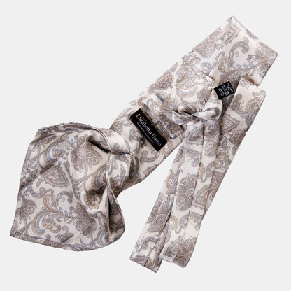 Novara - Printed Silk Tie - Ivory - My Men's Shop