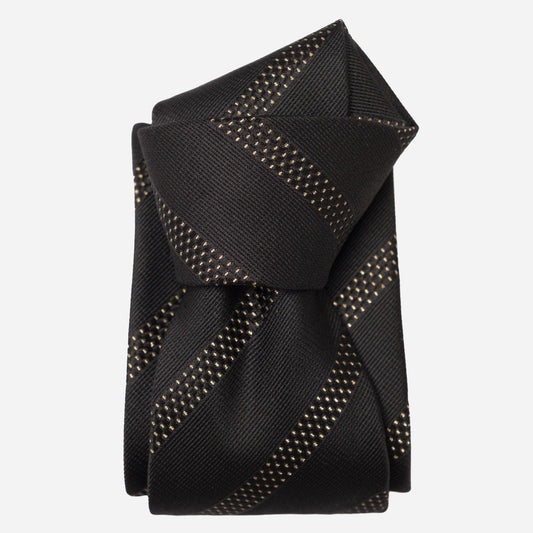 Milano - Silk Jacquard Tie - Black and Gold - My Men's Shop