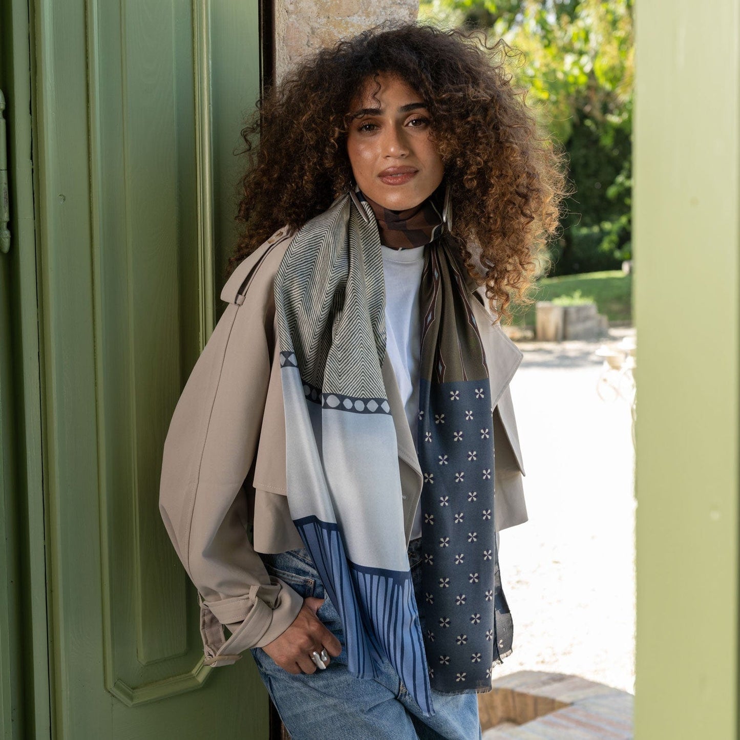 Atri - Long Silk Scarf- Blue - My Men's Shop