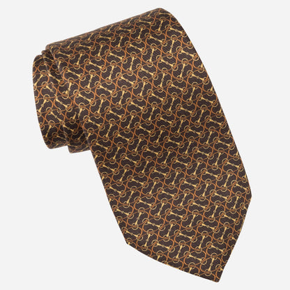 Palio - Printed Silk Tie - Brown - My Men's Shop