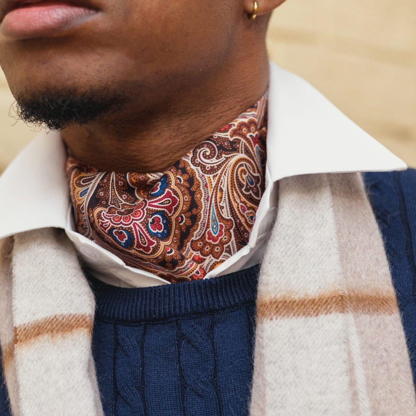 Bugatti - Silk Ascot Cravat Tie - Mahogany