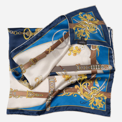 Moment in Time - Silk Foulard - Blue