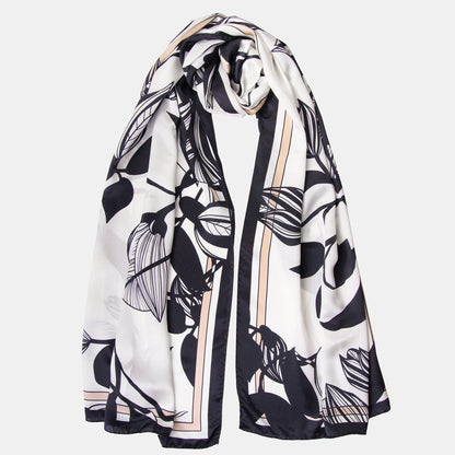 Cara - Silk Scarf Shawl - Soft White & Black - My Men's Shop