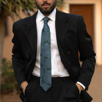 Cortina - Silk Jacquard Tie - Bottle Green - My Men's Shop