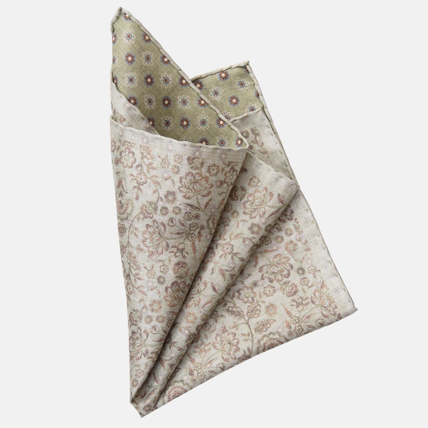 Pascal - Double Sided Silk Pocket Square - Sage Green