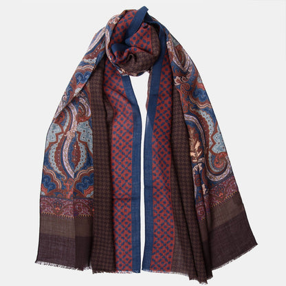 Aosta - Wool Scarf - Burgundy, Blue & Brown - My Men's Shop