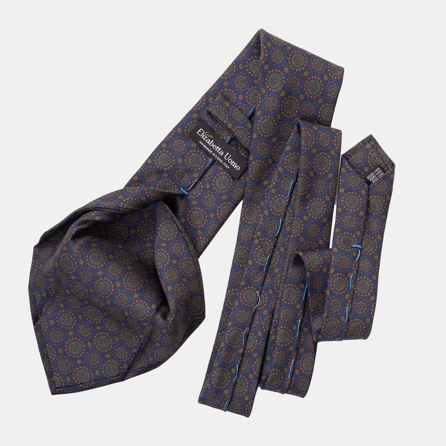 Moretti - Printed Silk Tie - Navy & Green - My Men's Shop