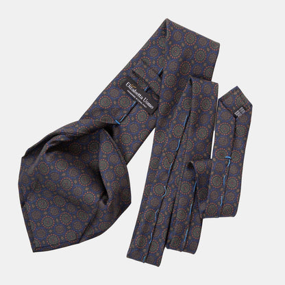 Moretti - Printed Silk Tie - Navy & Green - My Men's Shop