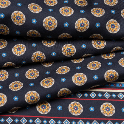 Palatino - Wool Backed Silk Scarf - Navy & Yellow