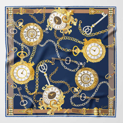 Like Clockwork - Silk Pocket Square - Navy - My Men's Shop