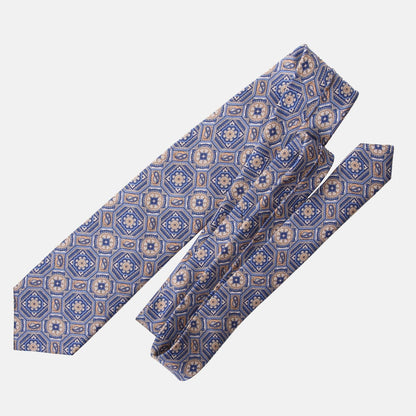 Mantova - Printed Silk Tie - Blue