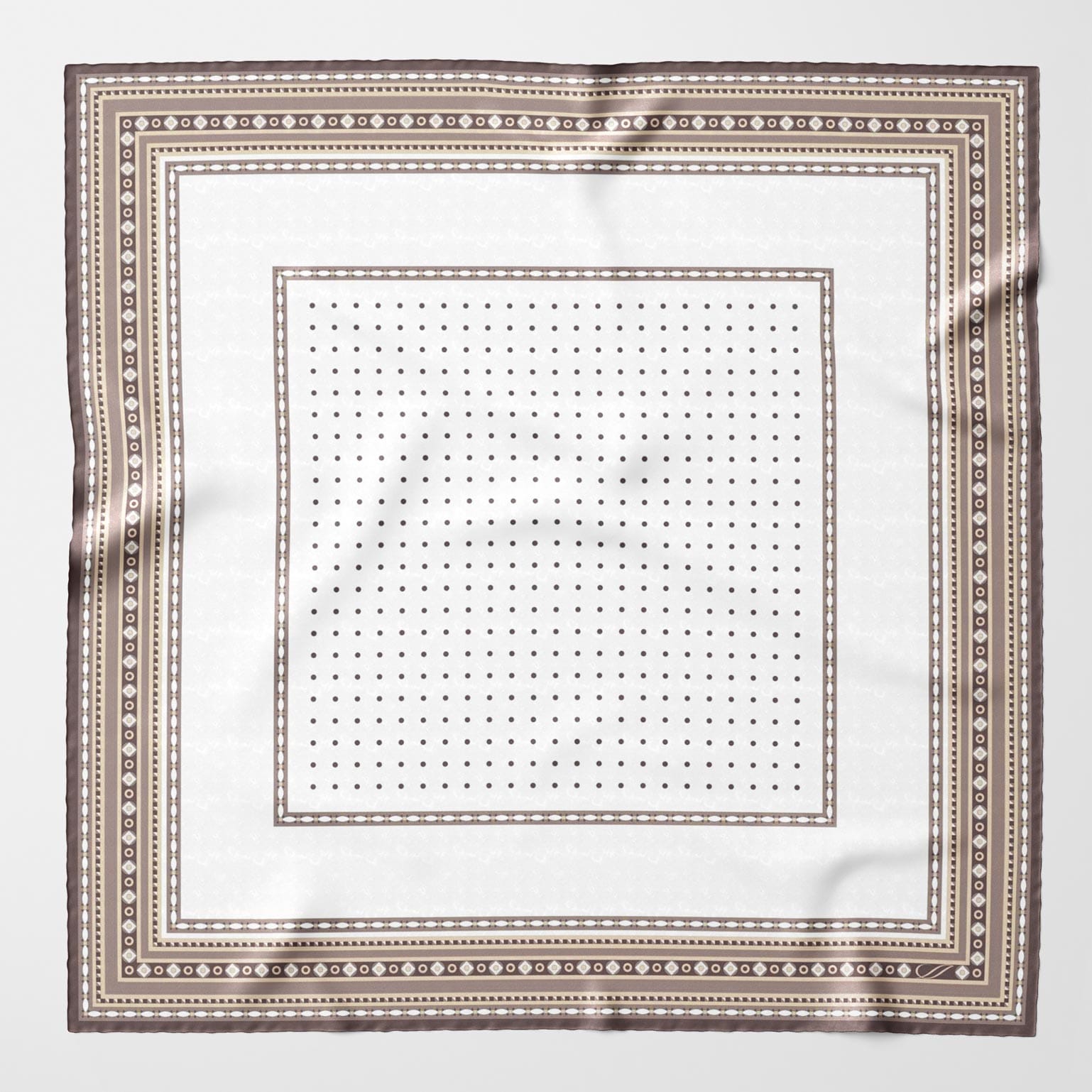 Verona - Silk Neckerchief - White & Sand - My Men's Shop