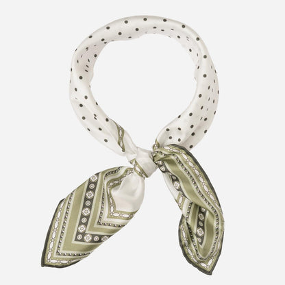 Verona - Silk Neckerchief - White & Sage - My Men's Shop