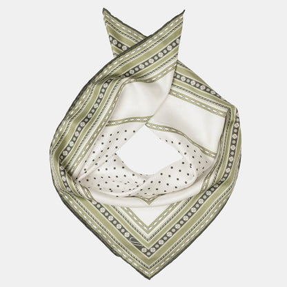 Verona - Silk Neckerchief - White & Sage - My Men's Shop