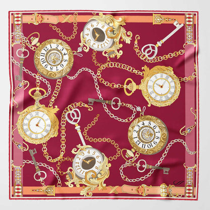 Like Clockwork - Silk Pocket Square - Cerise - My Men's Shop