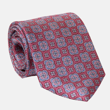 Veneto - Printed Silk Tie - Claret Red