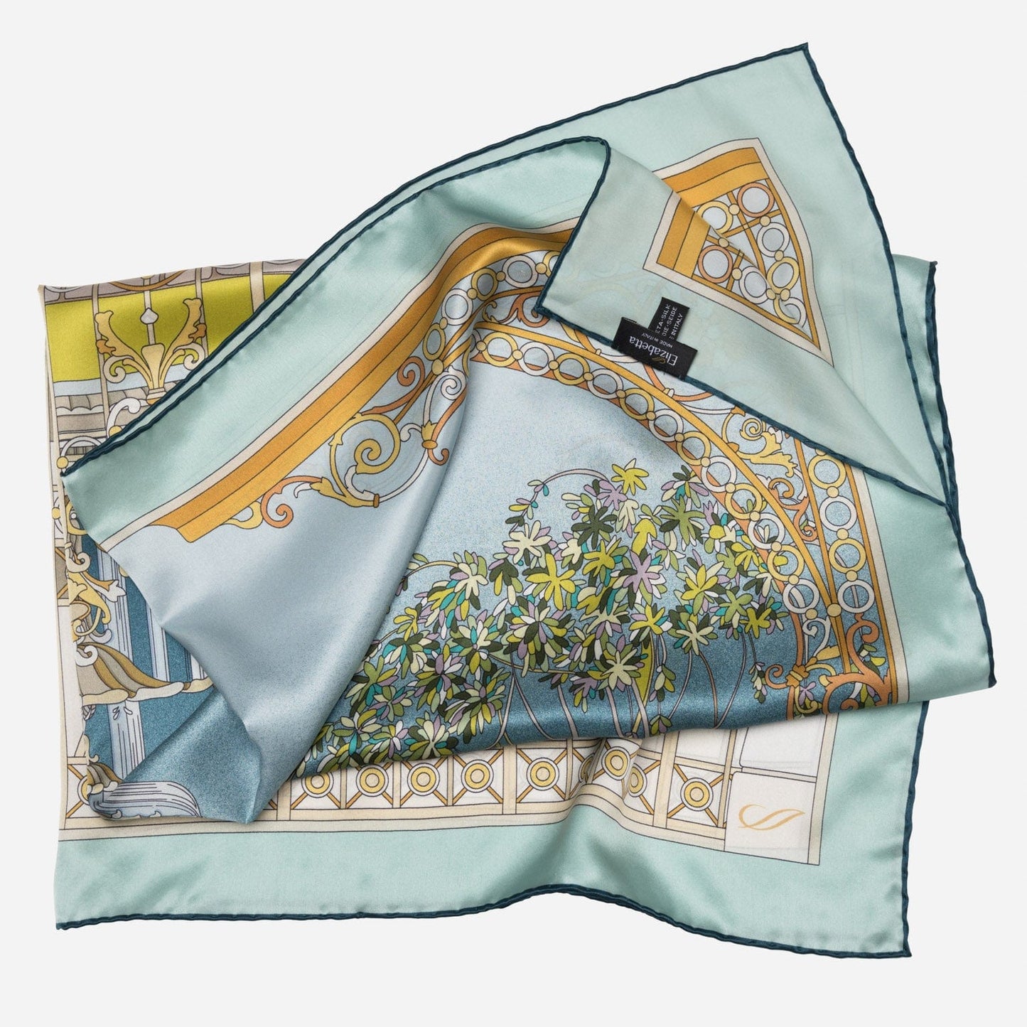 Garden of Dreams - Silk Foulard - Aqua
