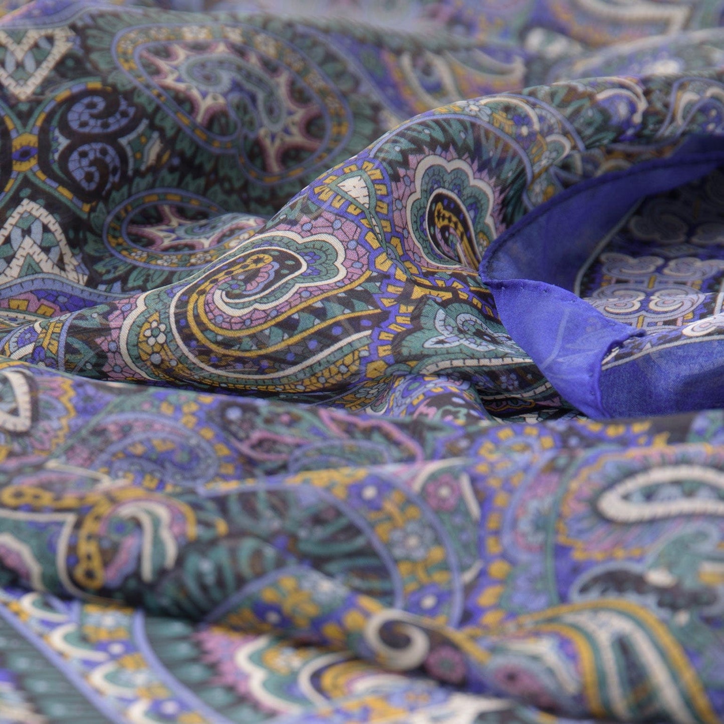 Ambra - Silk Scarf Shawl - Blueberry