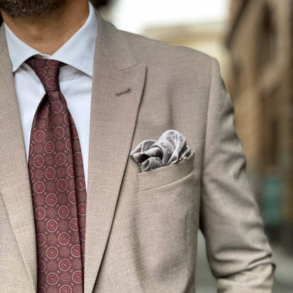 Moretti - Printed Madder Silk Tie - Brown & Burgundy - My Men's Shop