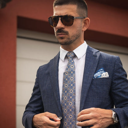 Mantova - Printed Silk Tie - Blue