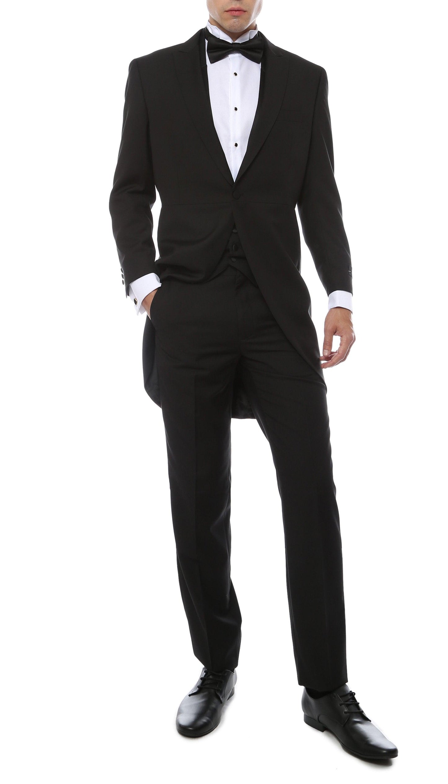 Ferrecci Men's Black Cutaway Regular Fit 2 Piece Tuxedo Suit