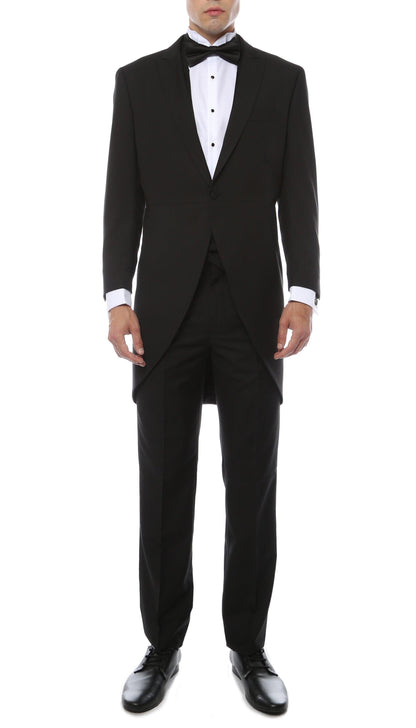 Ferrecci Men's Black Cutaway Regular Fit 2 Piece Tuxedo Suit