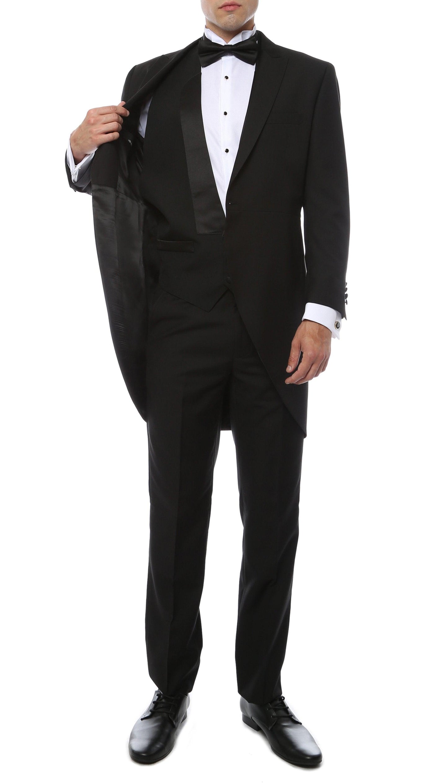 Ferrecci Men's Black Cutaway Regular Fit 2 Piece Tuxedo Suit