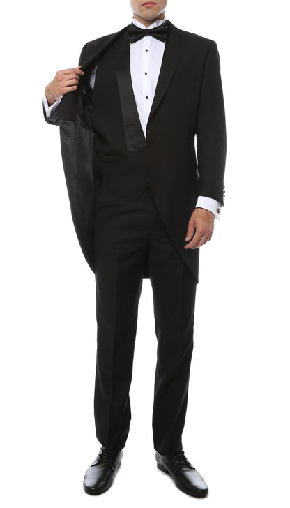 Ferrecci Men's Black Cutaway Regular Fit 2 Piece Tuxedo Suit