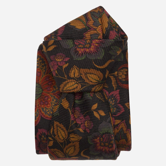 Calvino - Printed Madder Silk Tie - Black