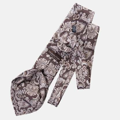 Novara - Printed Silk Tie - Brown