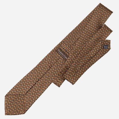 Palio - Printed Silk Tie - Brown - My Men's Shop