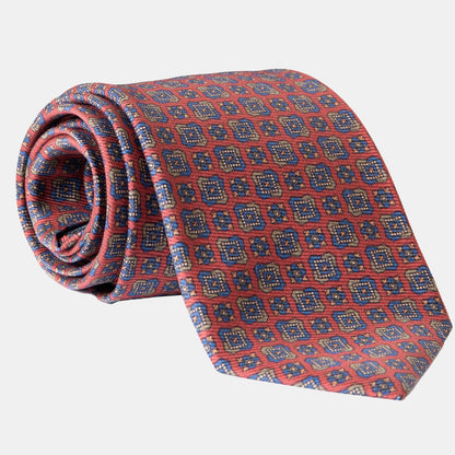 Parma - Printed Madder Silk Tie - Barn Red - My Men's Shop