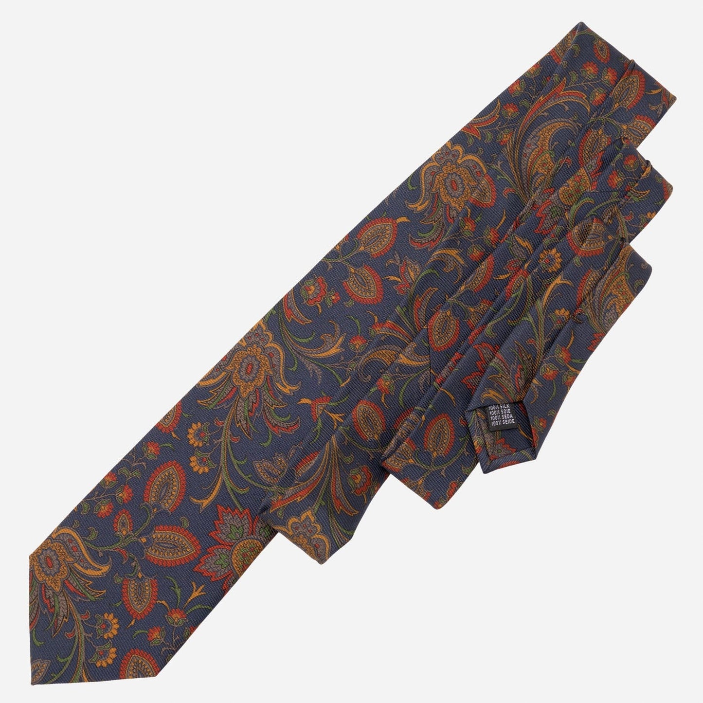 Borromeo - Printed Madder Silk Tie - Navy - My Men's Shop