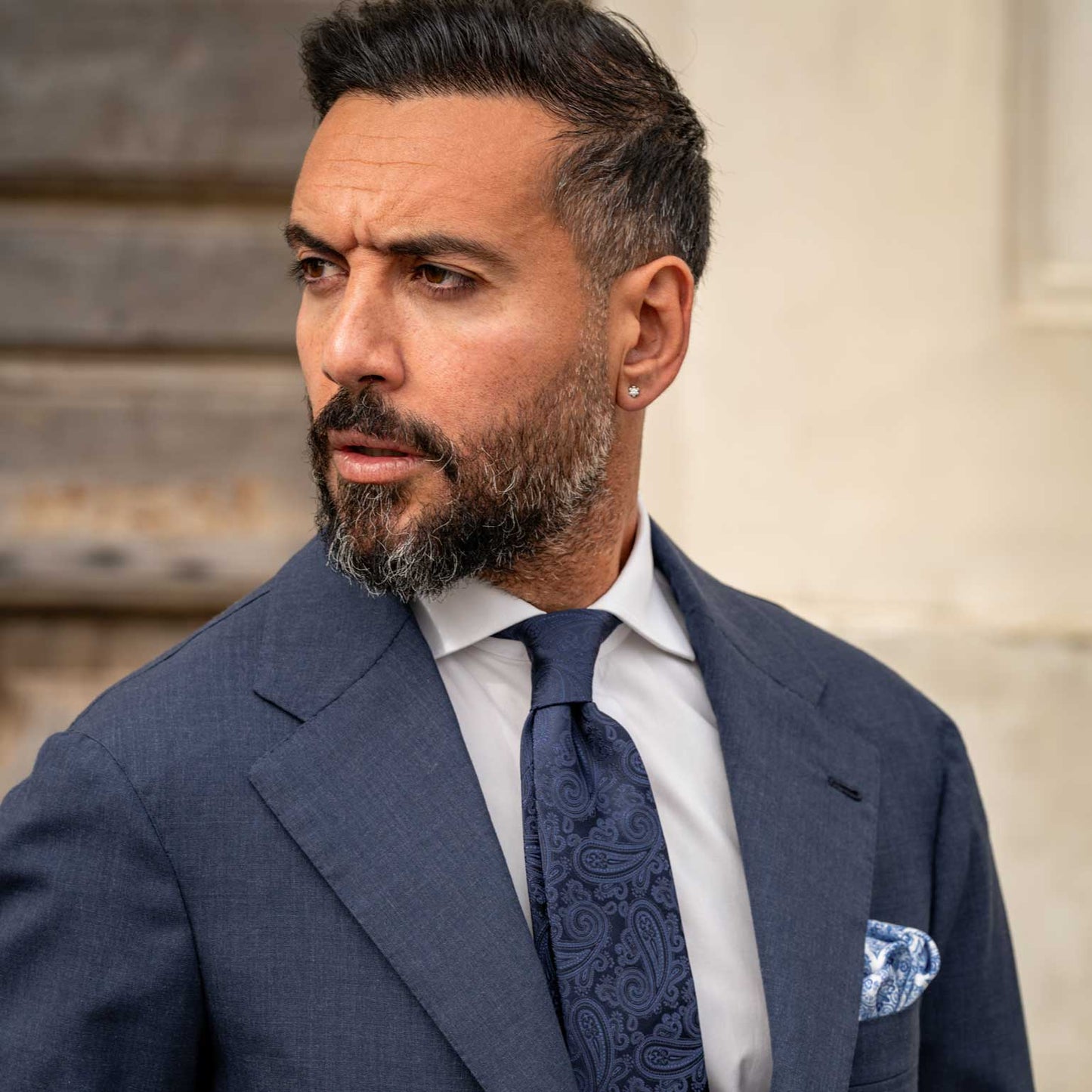 Soave - Silk Jacquard Tie - Midnight Blue