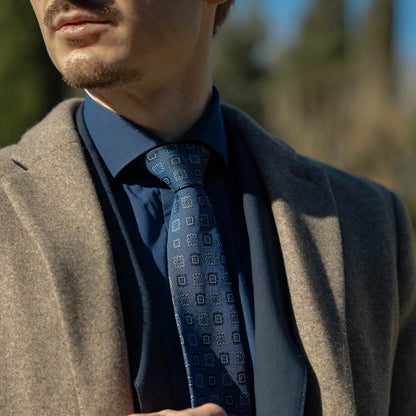 Trento - Silk Jacquard Tie - Blue - My Men's Shop