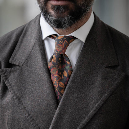 Calvino - Printed Madder Silk Tie - Black