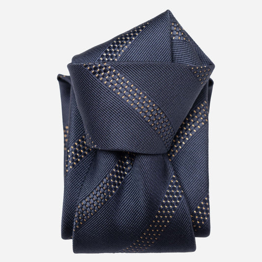 Milano - Silk Jacquard Tie - Navy and Gold - My Men's Shop
