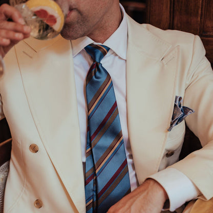 Battisti - Silk Jacquard Tie - Steel Blue - My Men's Shop