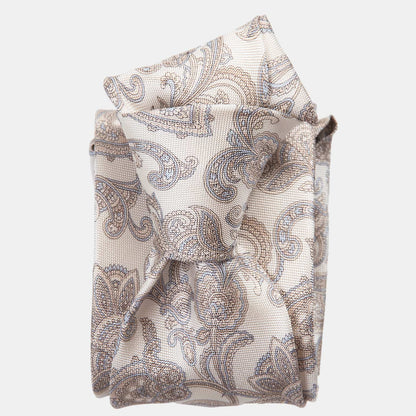 Novara - Printed Silk Tie - Ivory - My Men's Shop