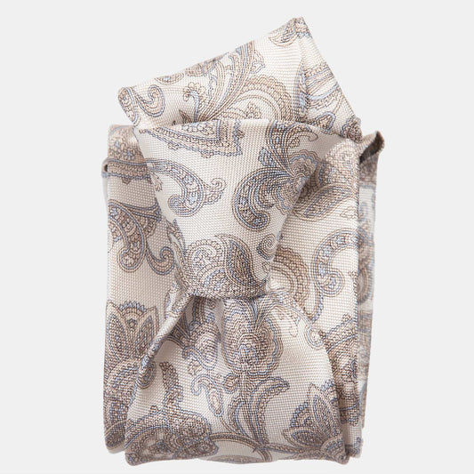 Novara - Printed Silk Tie - Ivory - My Men's Shop