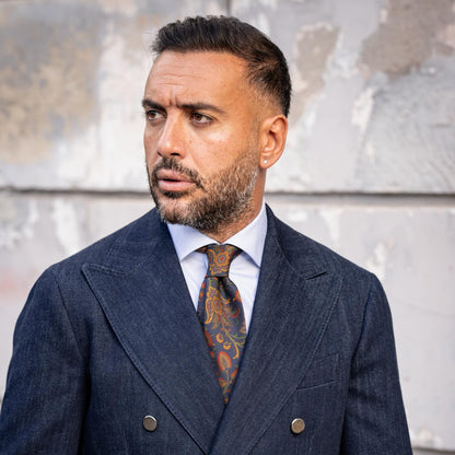 Borromeo - Printed Madder Silk Tie - Navy - My Men's Shop