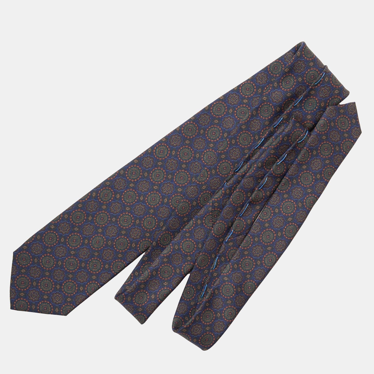Moretti - Printed Silk Tie - Navy & Green - My Men's Shop