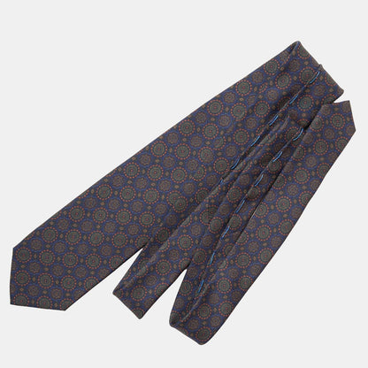 Moretti - Printed Silk Tie - Navy & Green - My Men's Shop