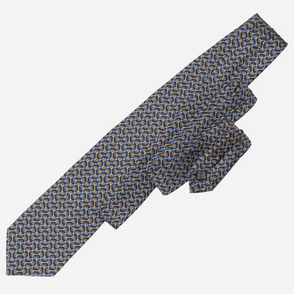Palio - Printed Silk Tie - Navy
