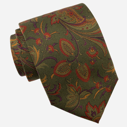 Borromeo - Printed Madder Silk Tie - Olive - My Men's Shop